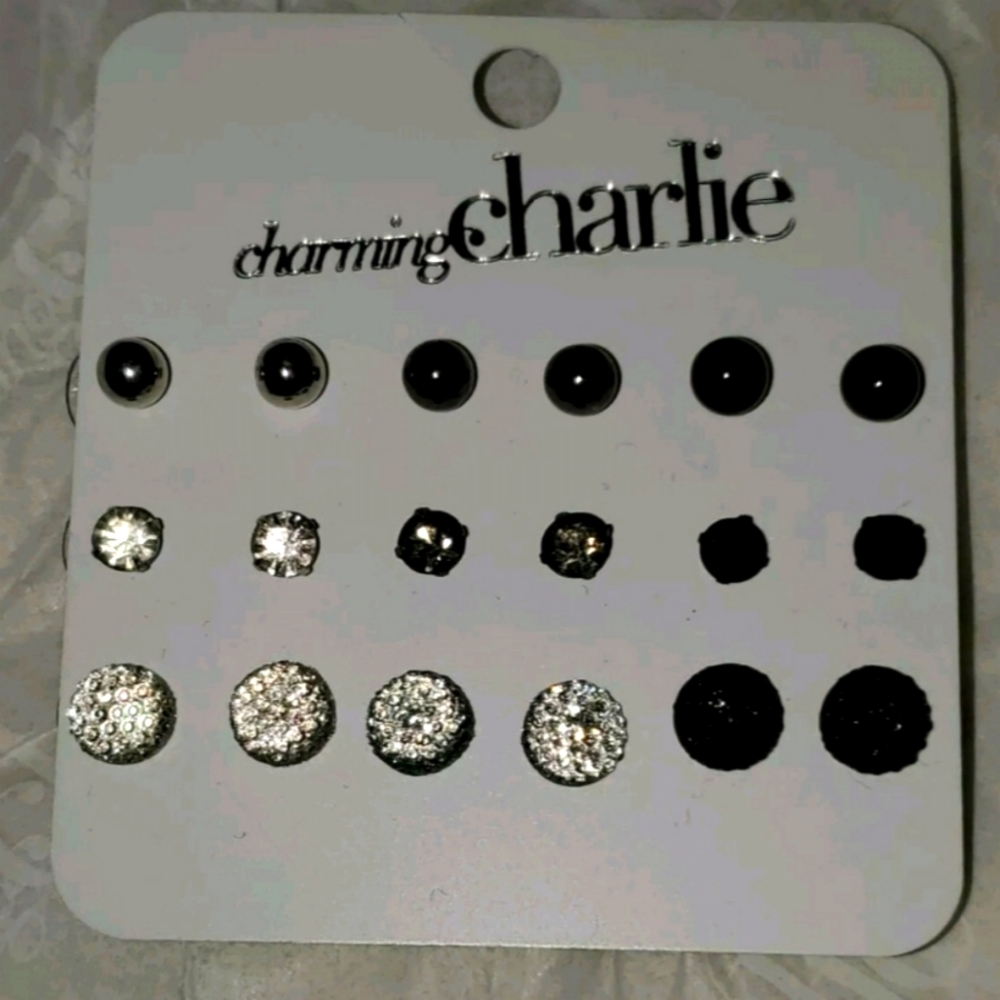 One Card With 9 Pairs Charming Charlie Unused Pierced Earrings!